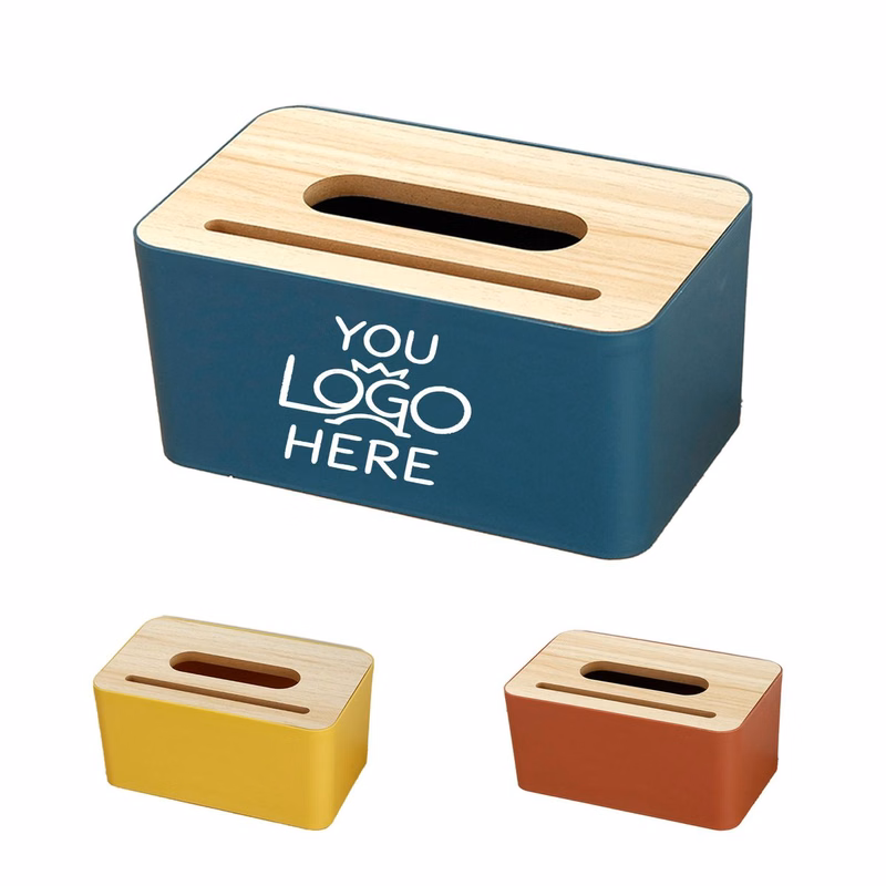 MOQ50 Wooden Lid Tissue Box with Phone Slot