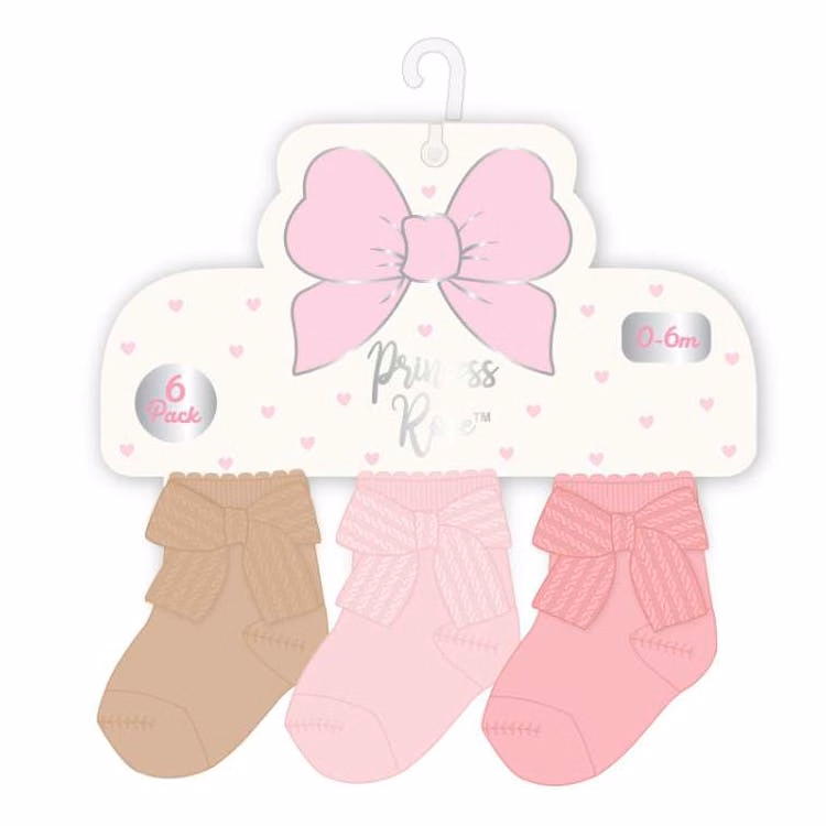 Girls Fancy Socks - Size 0-12M 6pk