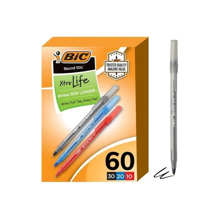 BIC Round Stic Ballpoint Pens - 3 Colors 60 Pack 1