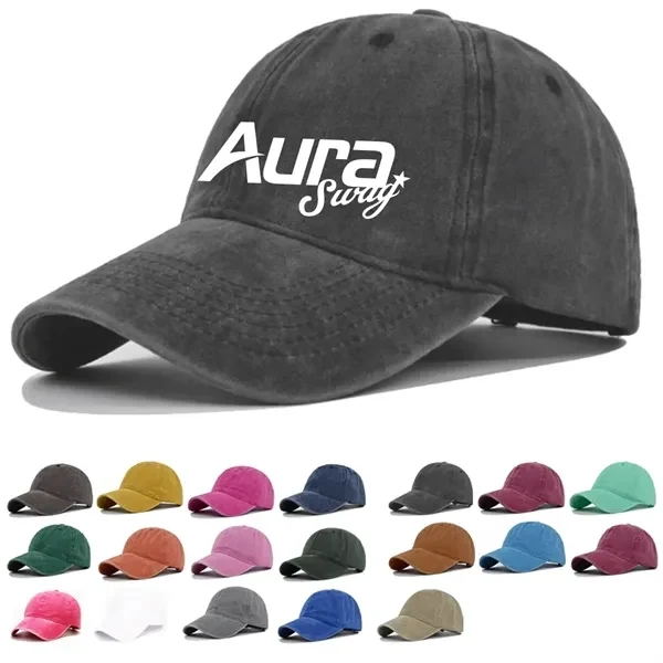 Custom Washed Cotton Adjustable Baseball Cap — Vintage-Style Promotional Hat 1
