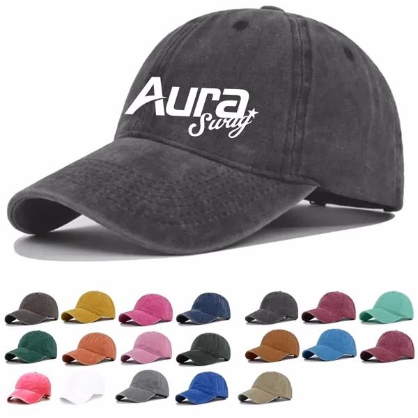 Custom Washed Cotton Adjustable Baseball Cap — Vintage-Style Promotional Hat