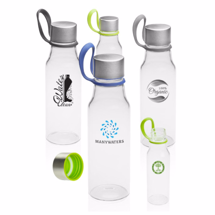17 oz. Glass Water Bottles with Carrying Strap