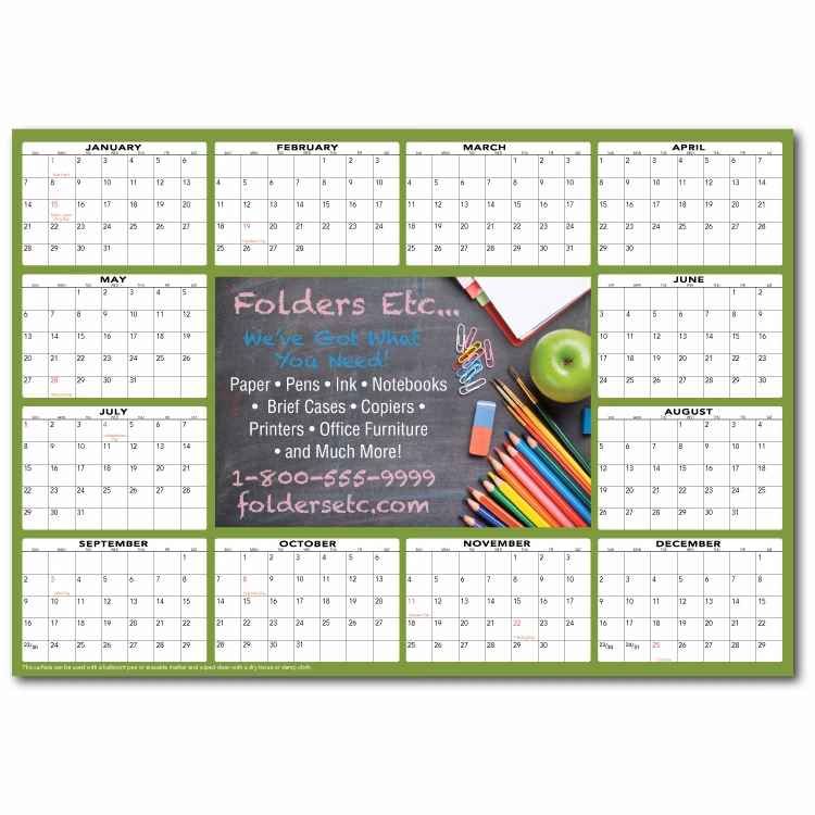 Full Color Premium Plastic Write-on/ Wipe-off Table Calendar