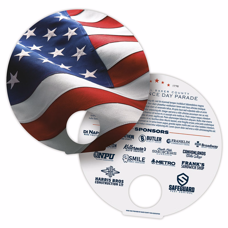 Hand Fan - No Handle - Circle - 8.5" Diameter Laminated - 14 pt.