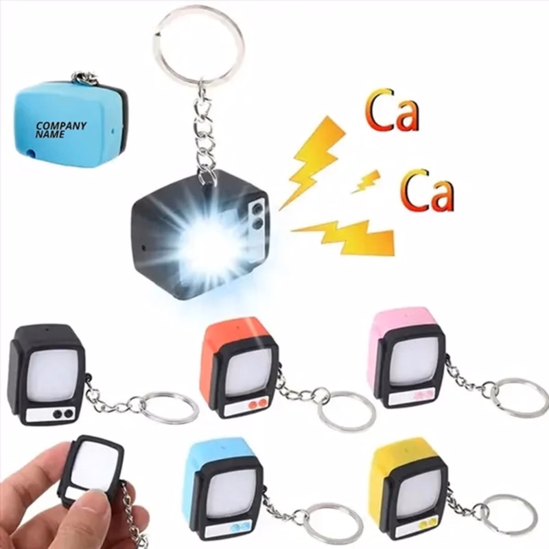 Mini Retro TV Keychain with LED Light & Sound