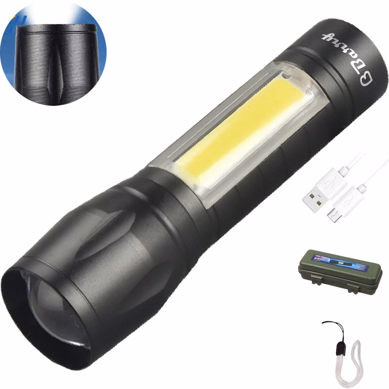 Rechargeable Mini Aluminum Flashlight w/Box