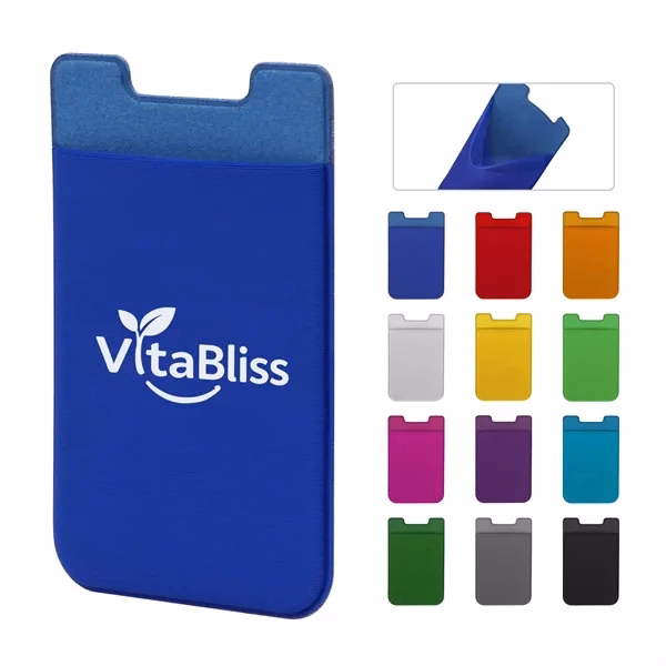 Custom 3.5x2.4-inch Stretchy PVC Cell Phone Card Holder — Adhesive Wallet Accessory