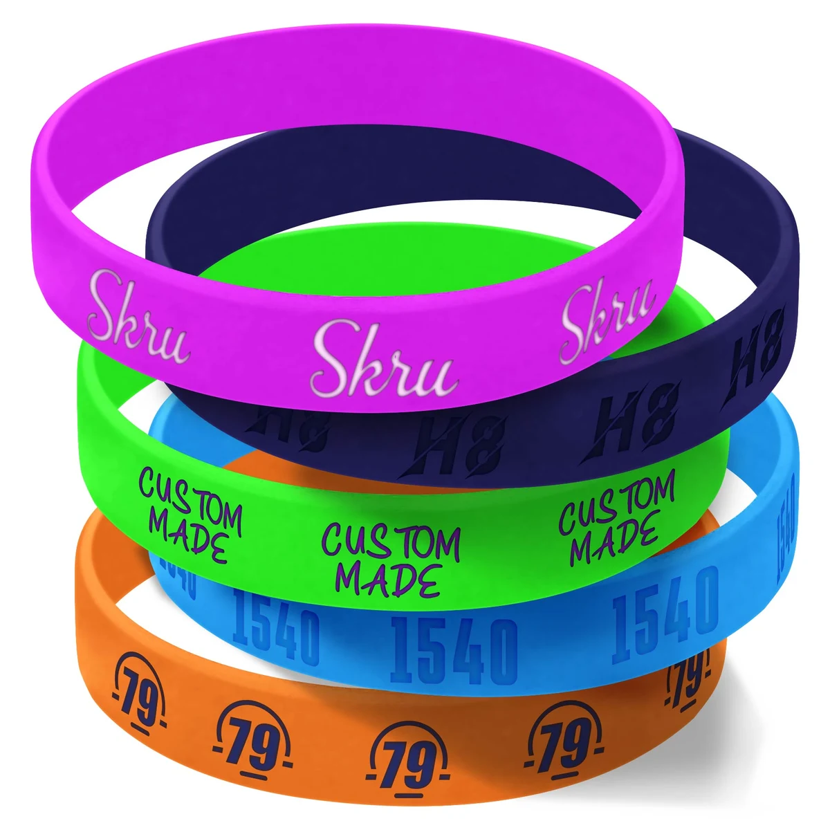 Debossed with Color Filled Silicone Bracelet 1