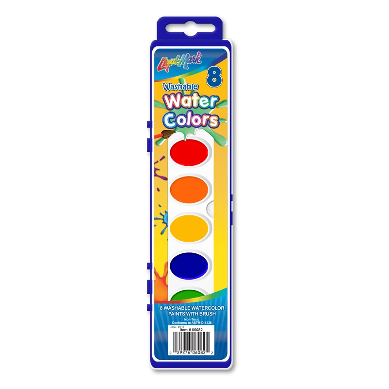 8 Ct Washable Watercolor Paint Set w/ Brush 1