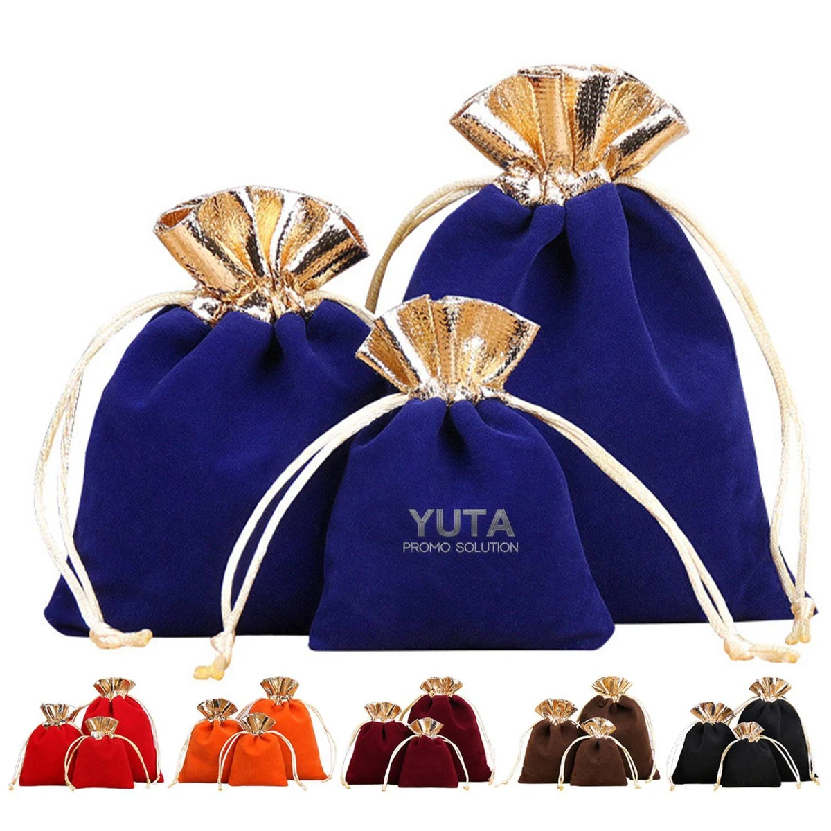 Velvet Two Tone Drawstring Jewelry Pouch 1