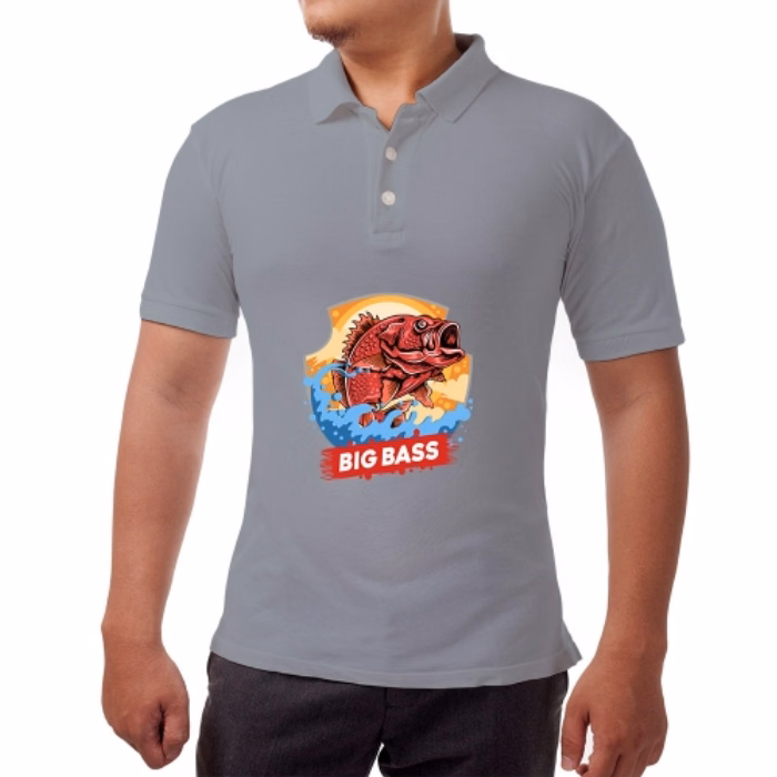 Men's Grey Polo Shirt - Printed (Front and Back)
