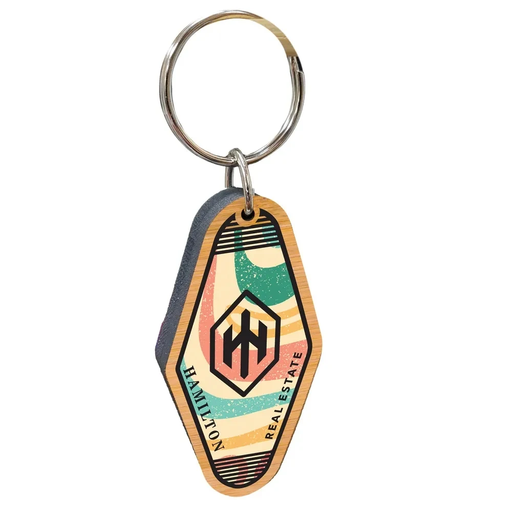 Vintage Bamboo Motel Keychain Hotel Key Tag 1