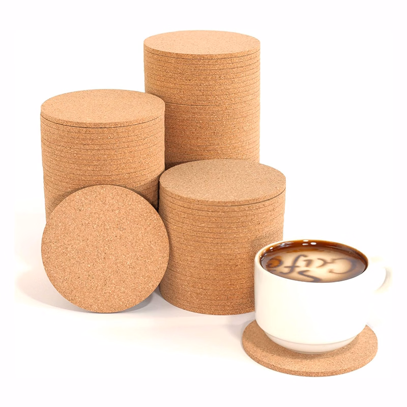 4 Inch Round Natural Cork Coaster
