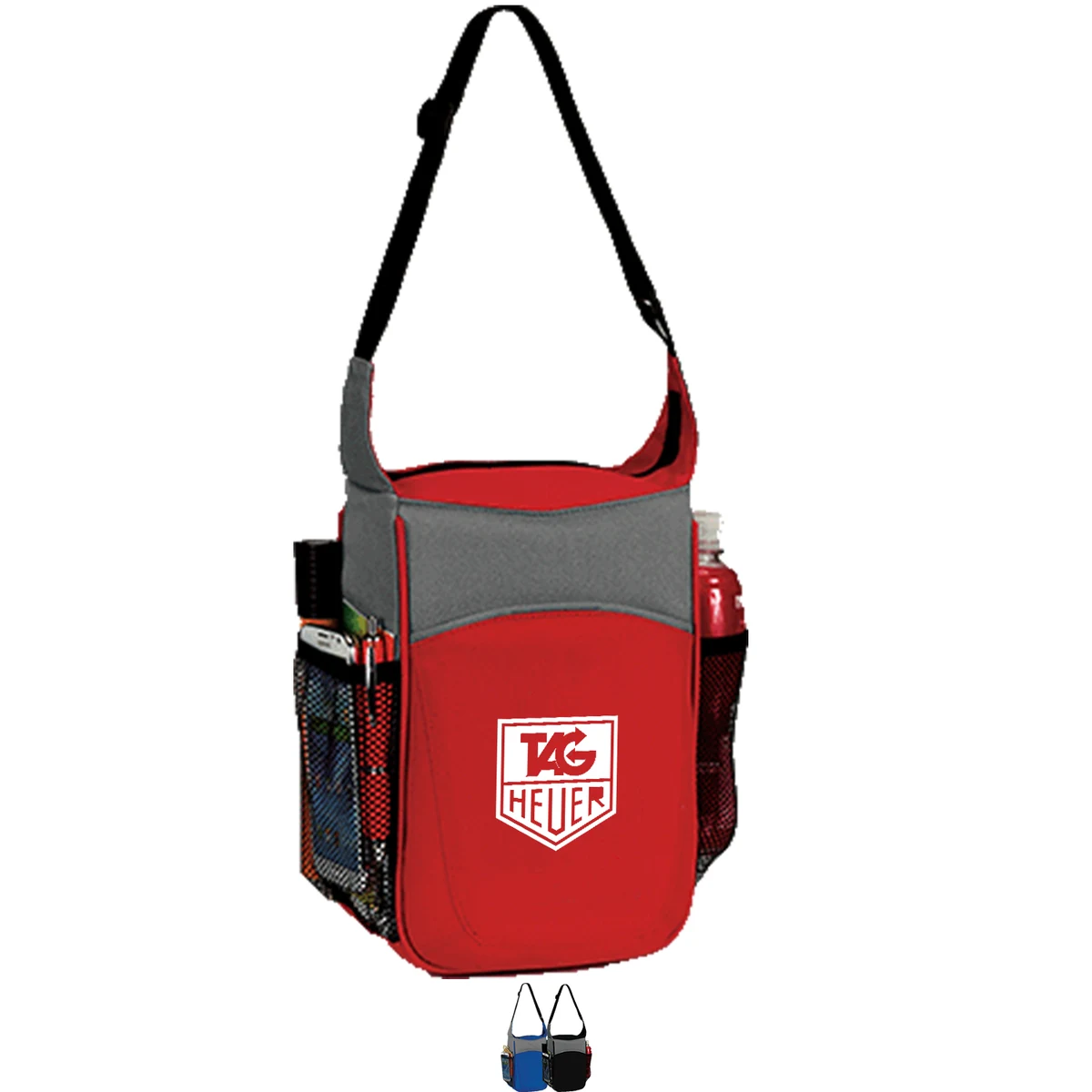 Two-Tone Insulated Picnic Lunch Cooler Bag w/ Front Pocket & Dual Side Mesh Pocket (7” x 10.5” x 5”) 1