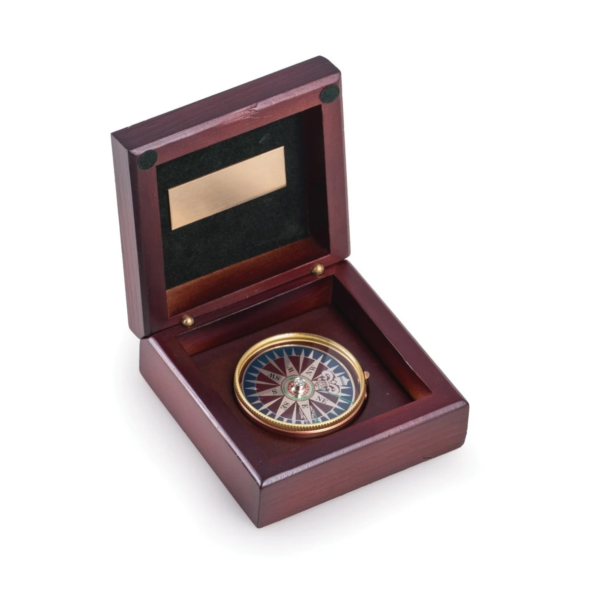 Brass Compass In Wooden Box 1
