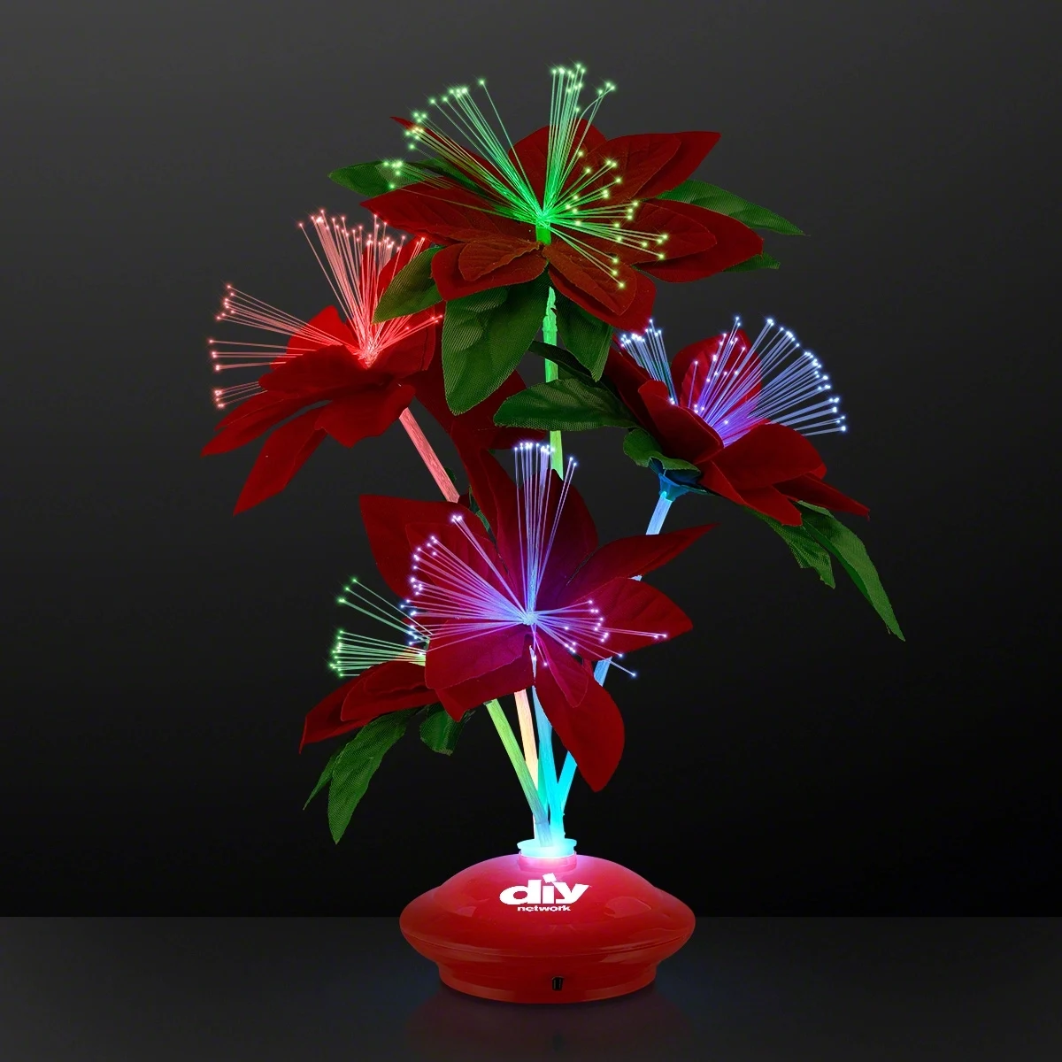 Red Christmas Flowers Light Up Centerpiece 1