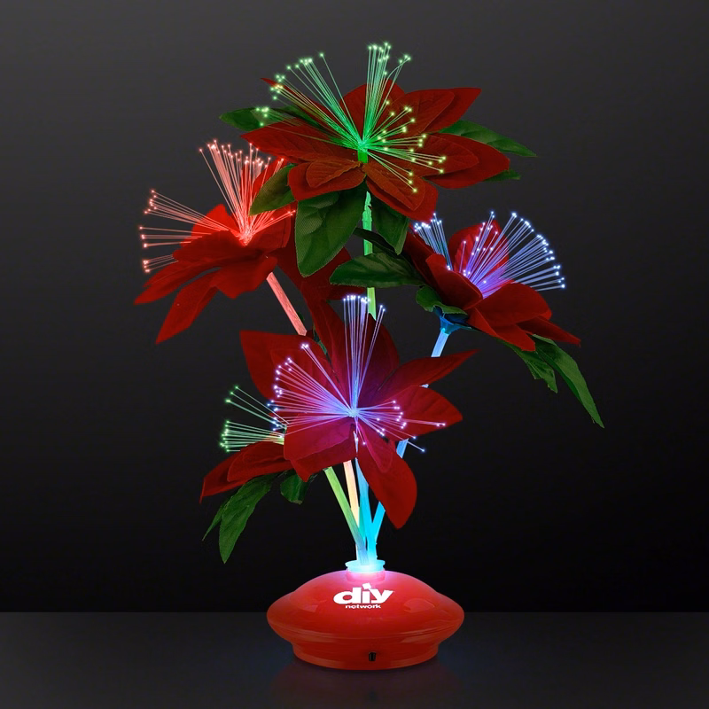 Red Christmas Flowers Light Up Centerpiece