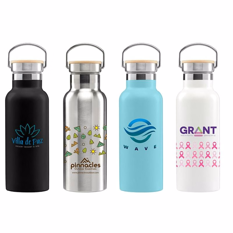  17 oz. Double Wall Stainless Steel Bottle with Bamboo Cap