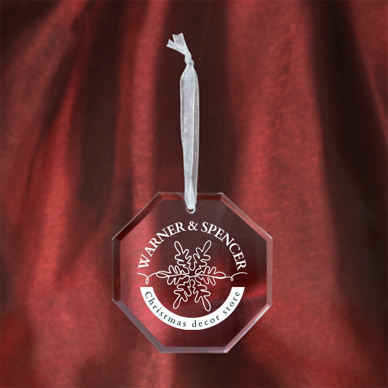 Octagon Shape Glass Ornament