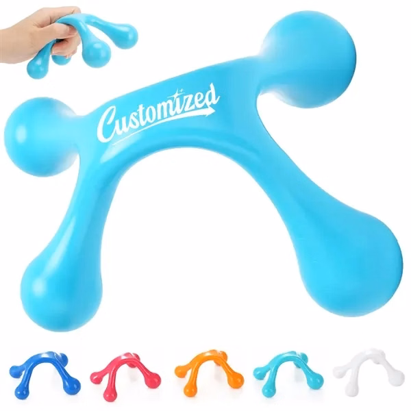 Custom Tri-Point Handheld Massage Tool — Full-Color Stress Relief Wellness Promo