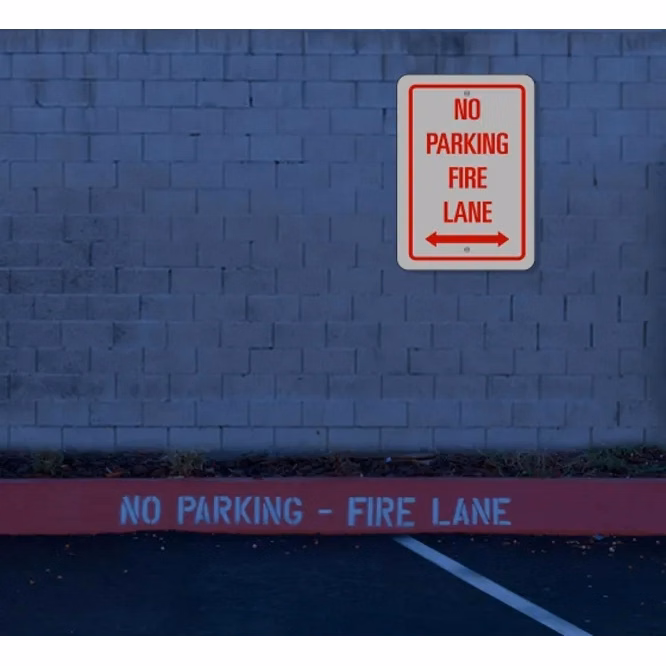 Reflective No Parking Fire Lane Signs (1ft x 1ft) SQFT