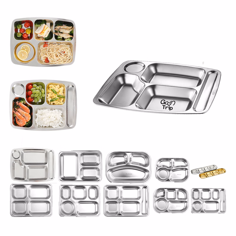 304 Five Grid Stainless Steel Food Plate