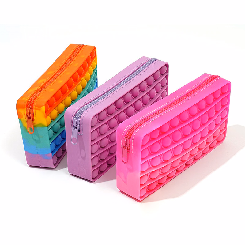 Rainbow Pop It Fidget Silicone Pencil Case