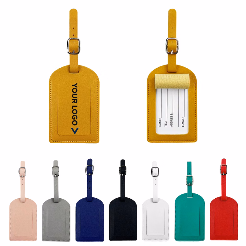 PU Leather Flip Luggage Tag with Card Holder