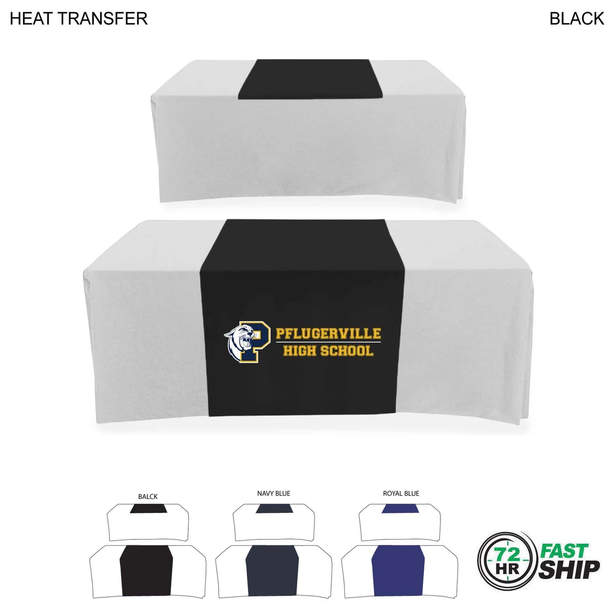 72 Hr Fast Ship - Polycotton Twill Table Runner, 30x60, Covers Front and Top of the table 1