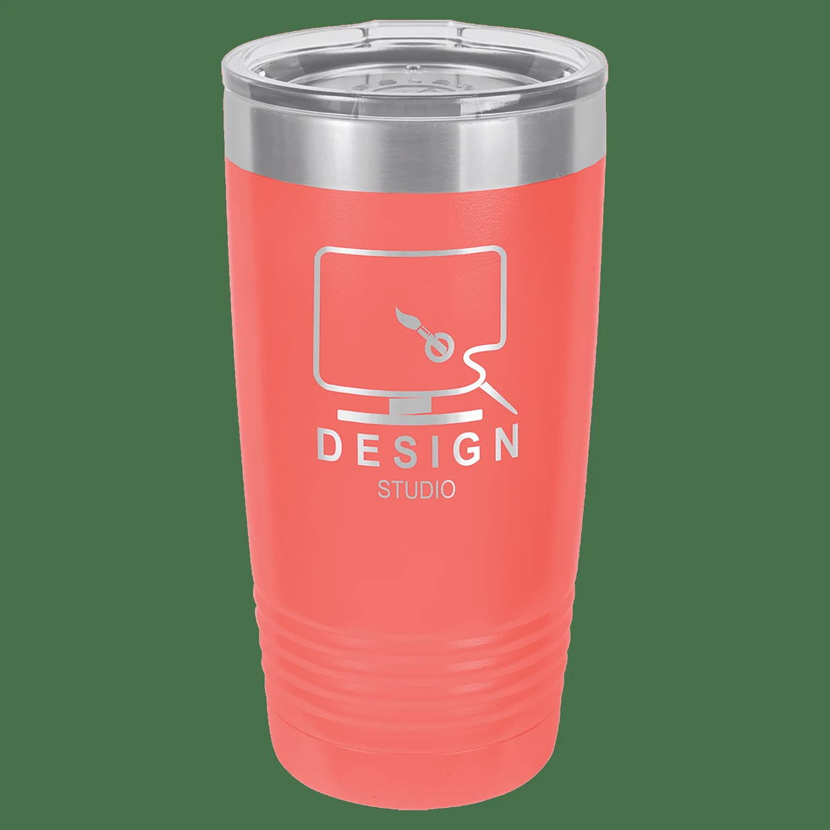Polar Camel 20 oz. Coral Vacuum Insulated Ringneck Tumbler with Clear Lid 1