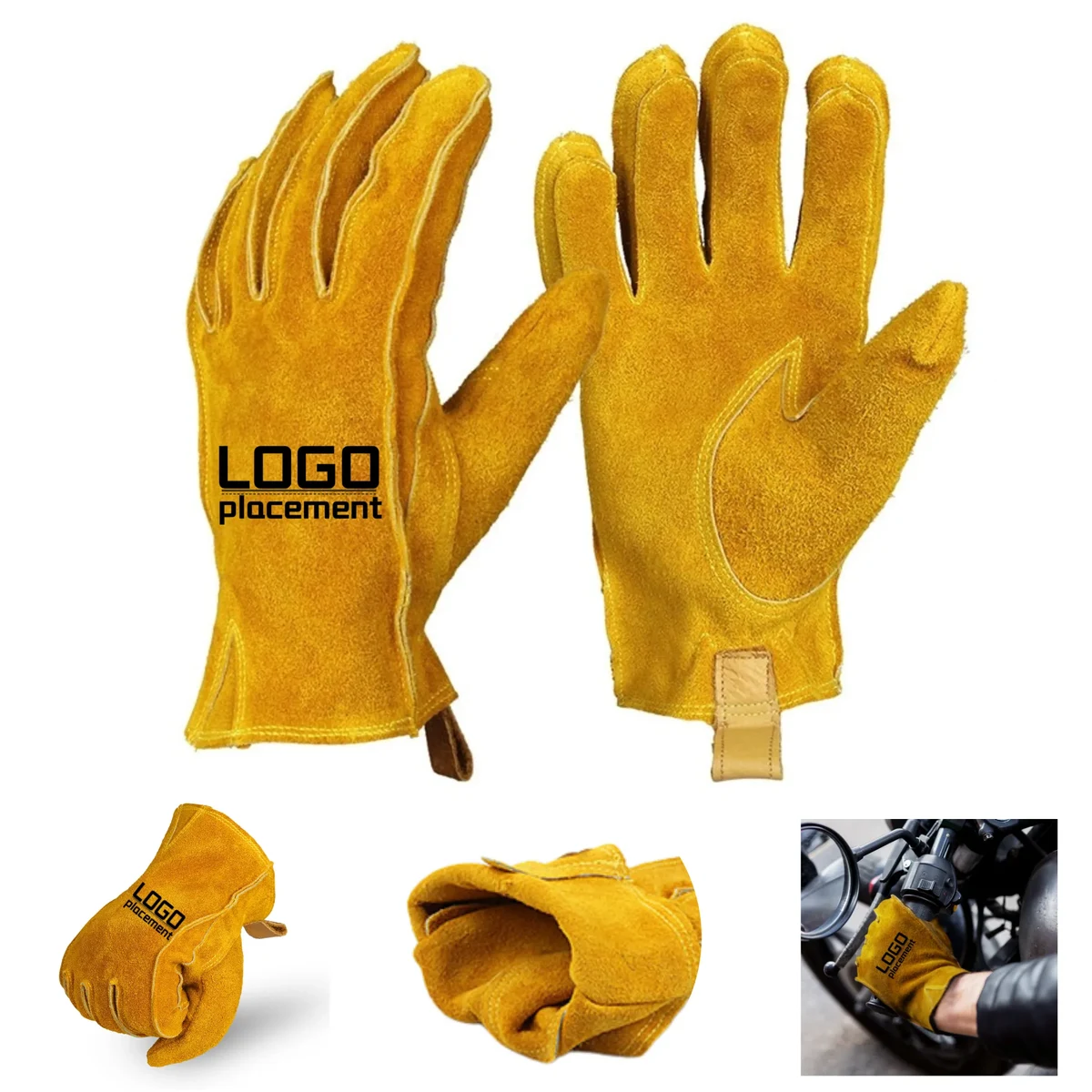 Vintage Leather Motorcycle Gloves Waterproof Wear-Resistant 1