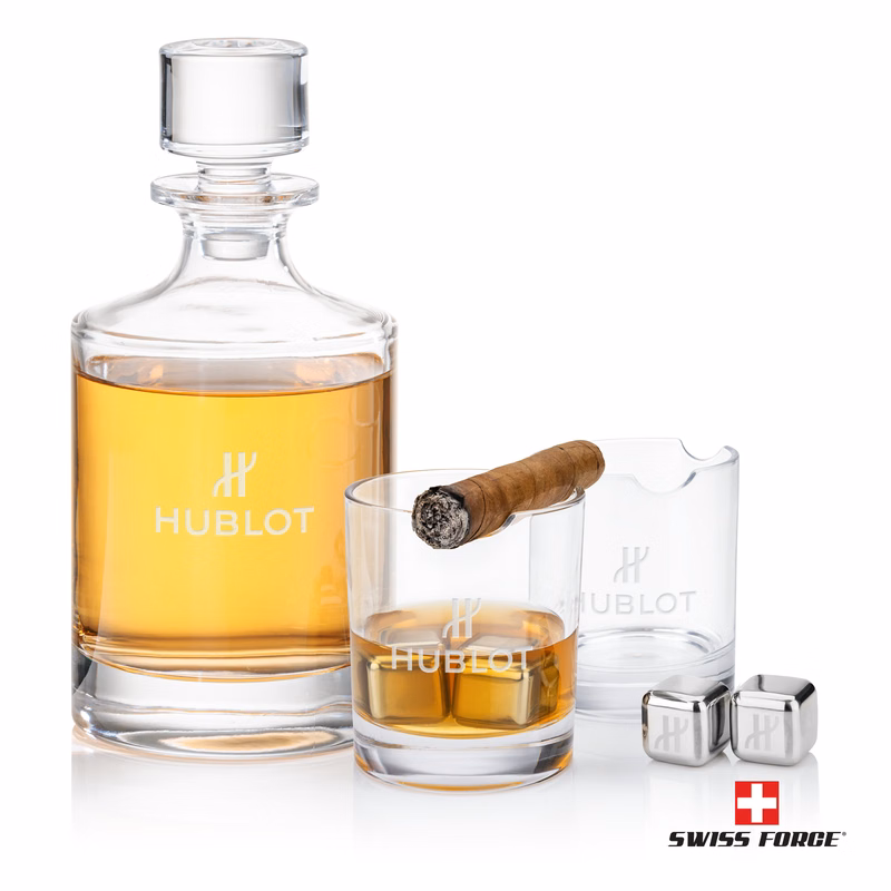 Veradero 3pc Decanter Set & S/S Ice Cubes