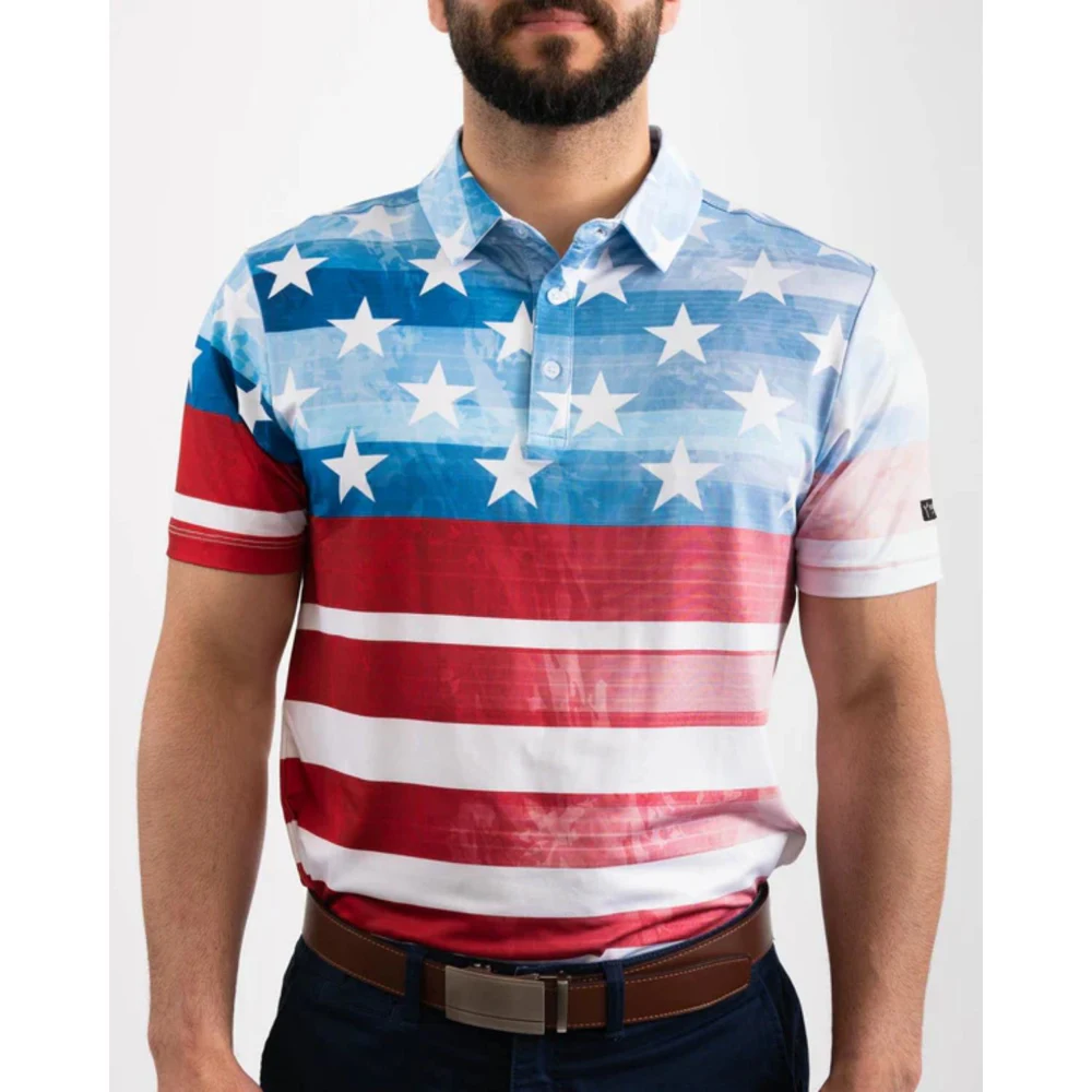 YATTA Golf® - Patriot men's Moisture Wicking non iron Golf Polo Shirt 1