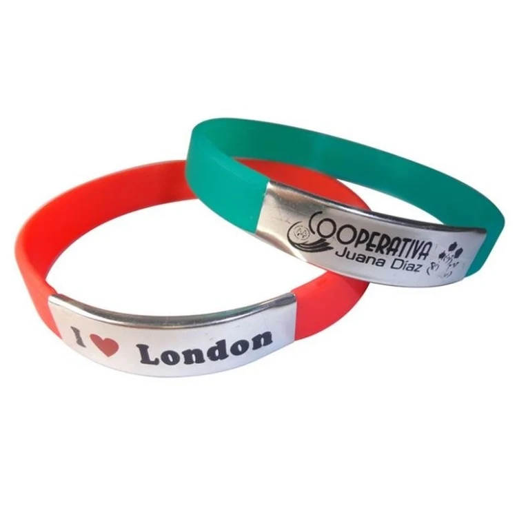 Silicone Wristband Bracelet with Aluminium Plated 1