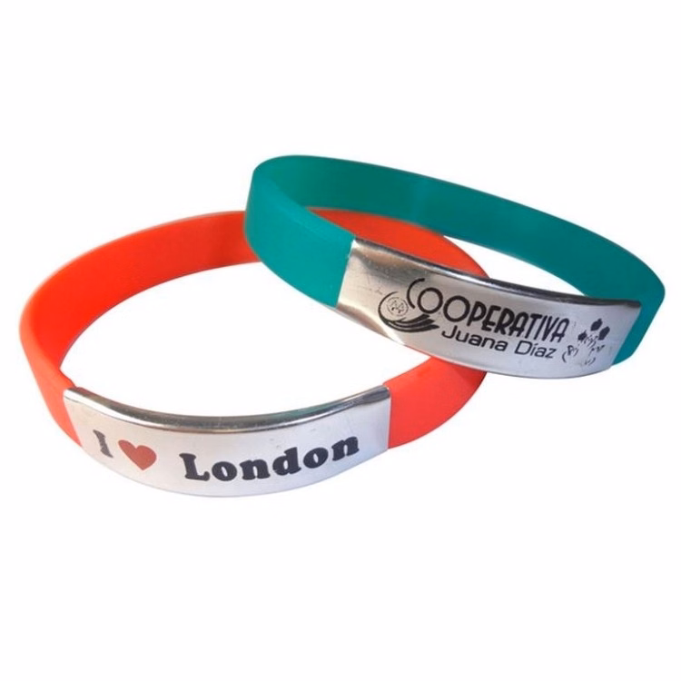 Silicone Wristband Bracelet with Aluminium Plated