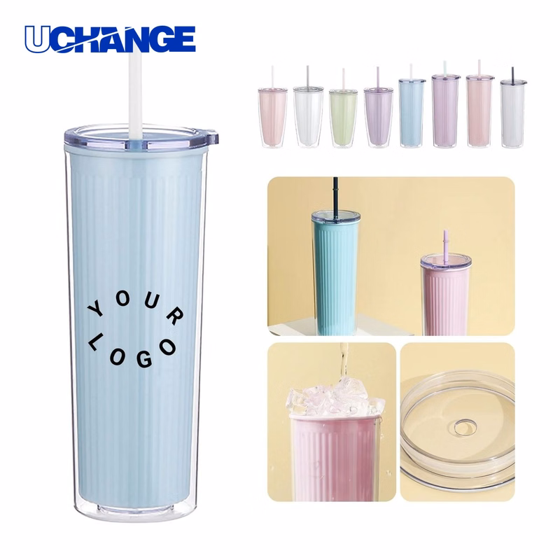 Plastic Straw Cup Drinkware Eco Friendly Transparent Finish