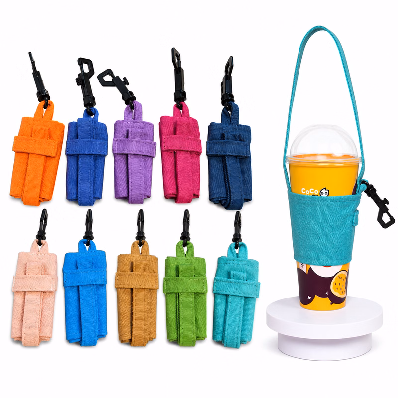 Foldable Cotton Drink Cup Carrier Bag with Hook