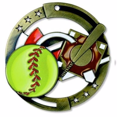 Softball M3XL Die Cast Medal - 2-3/4"