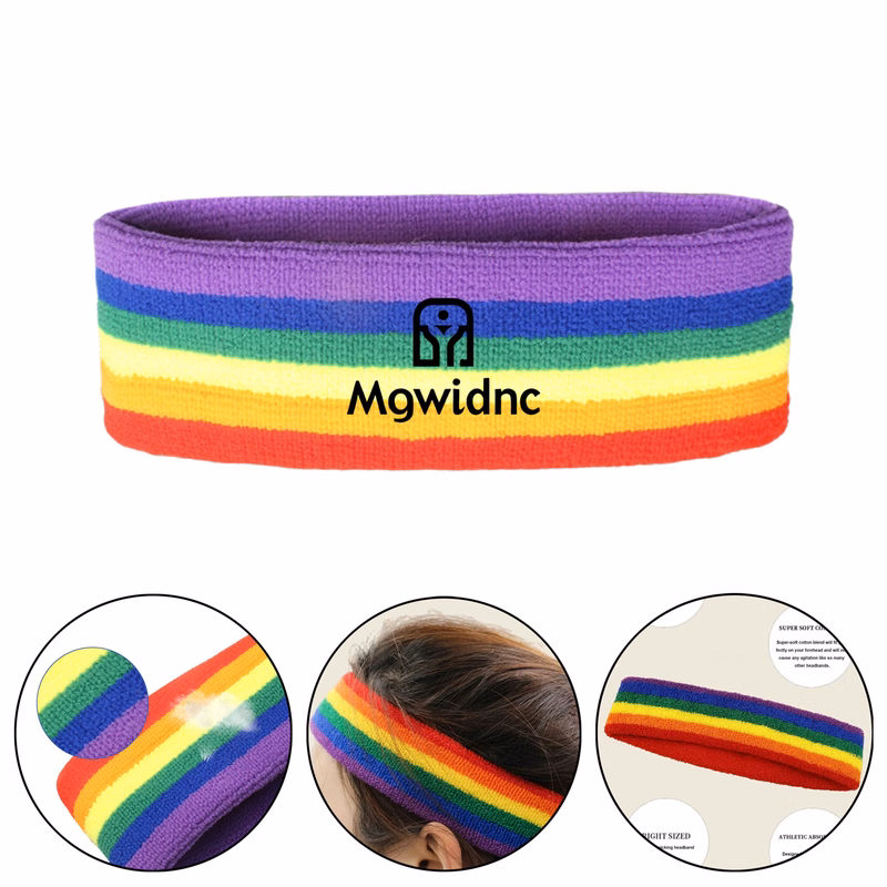 Rainbow Wristband Headband High Elasticity Sweat Absorbent Sports Running Basketball Hairband Sweat