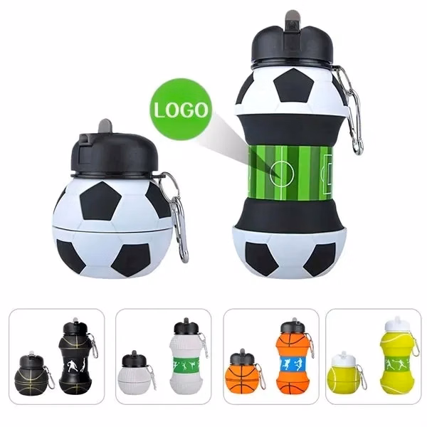 Custom 18oz Soccer Ball Water Bottle Collapsible