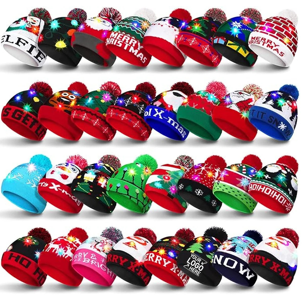 Christmas LED Light-up Knitted Beanie 1