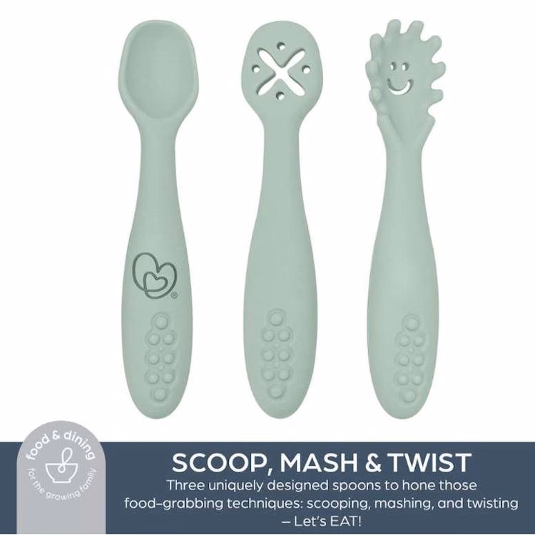 Scoop Mash and Twist Silicone Baby Spoon Set High Edge