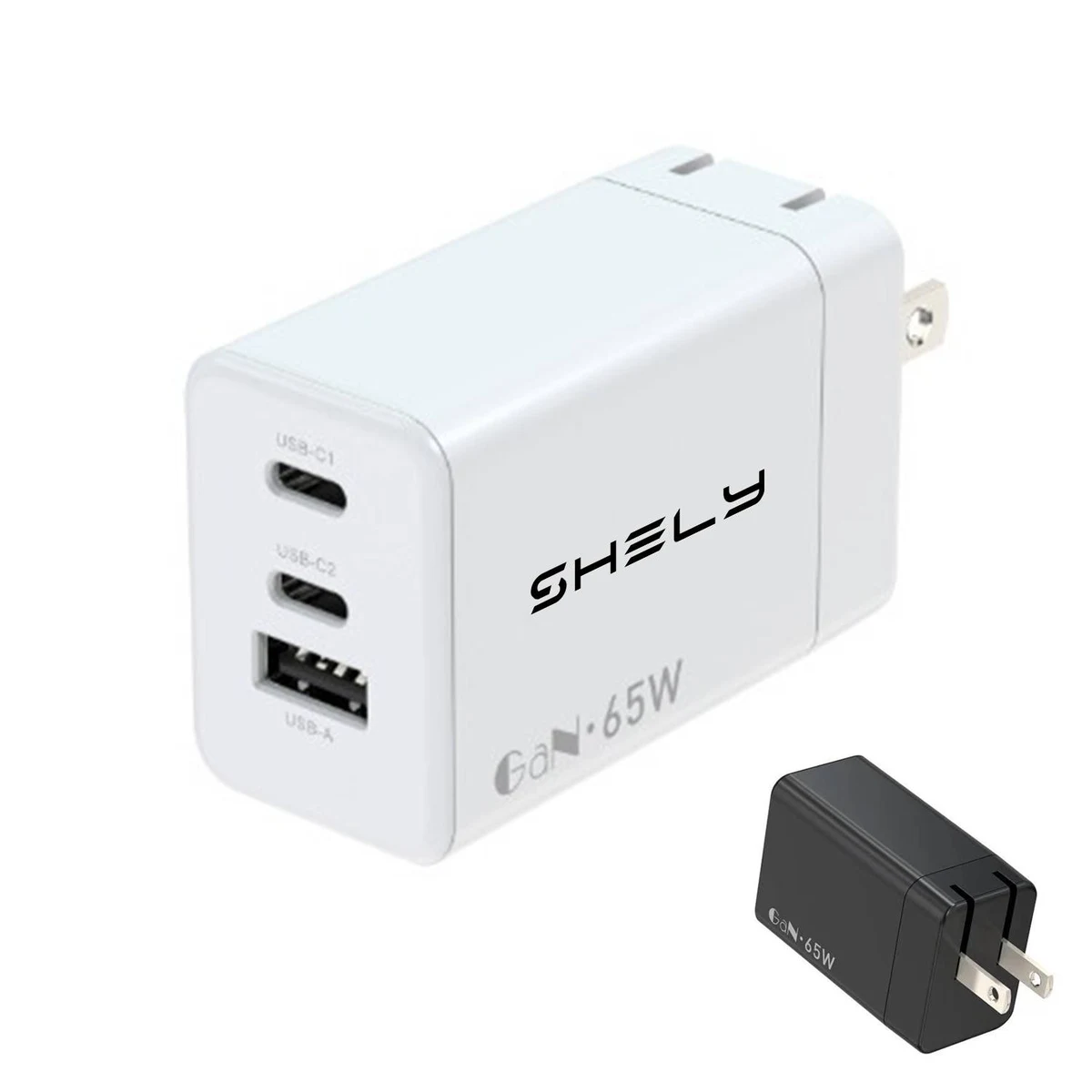 65W Porous GaN Charging Plug with 1 USB-A and 2 USB-C 1