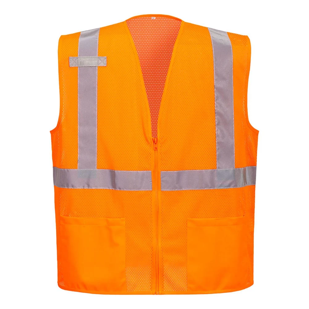 PORTWEST® Class 2 Economy Hi-Vis Mesh External Pocket Vest w/ 2 Pockets 1