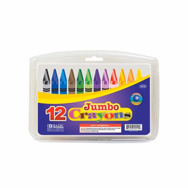 Jumbo Crayons - 12 Count Assorted Colors
