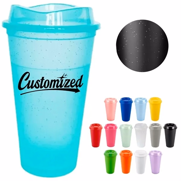 Custom 16 oz Plastic Shaker Cup with Flip Lid Top — Fitness and Office Drinkware