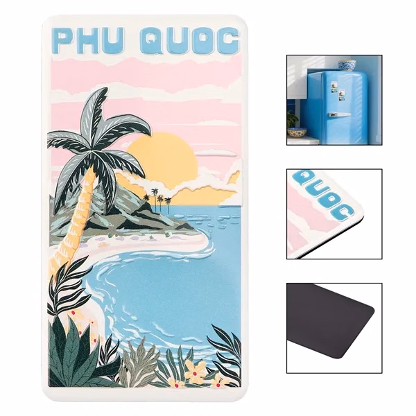 Custom 3.75 x 2 Aluminum 3D Magnet Rectangle — Full Color Home Decor
