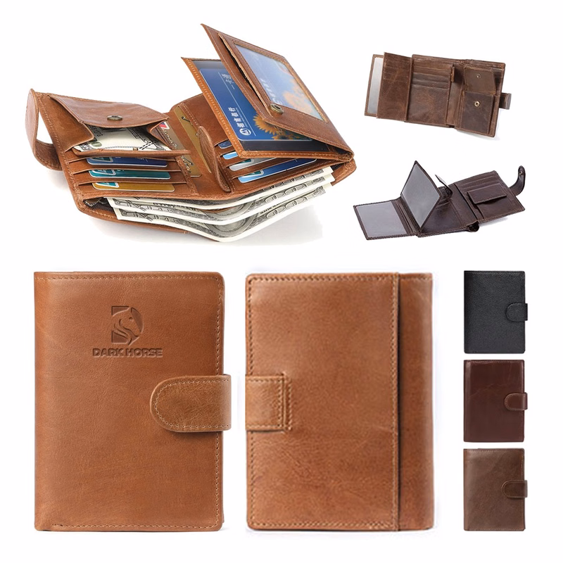 Genuine Leather Large Capacity RFID Blocking Short Wallet