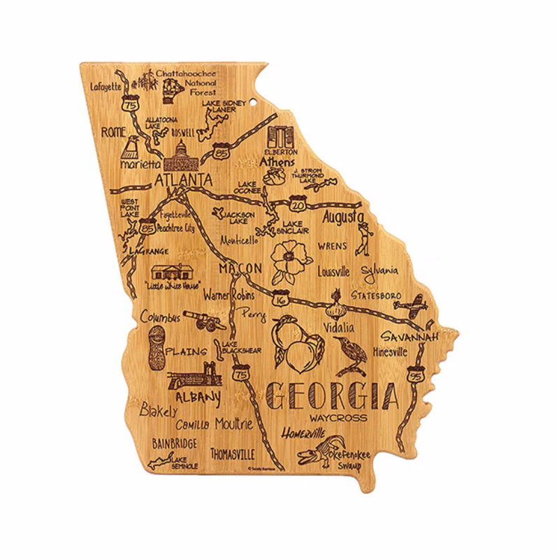 Georgia State Shape Bamboo Cutting Board