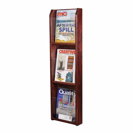 3-Pocket Wood Wall Magazine Rack with Acrylic Pockets
